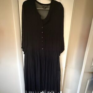 NOSTALGIA Classic Black Sheer maxi slip dress, M
